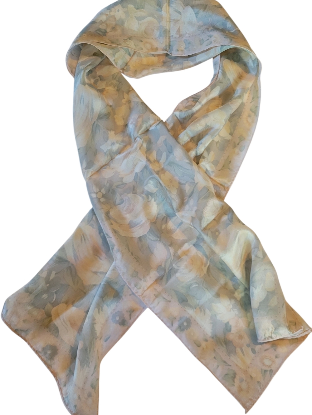 Vintage Liz Claiborne Scarf Spring Pastel Floral 100% Silk